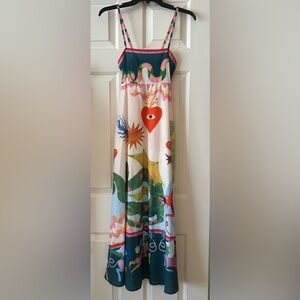 Colorful Maxi Dress with Heart Design- S
